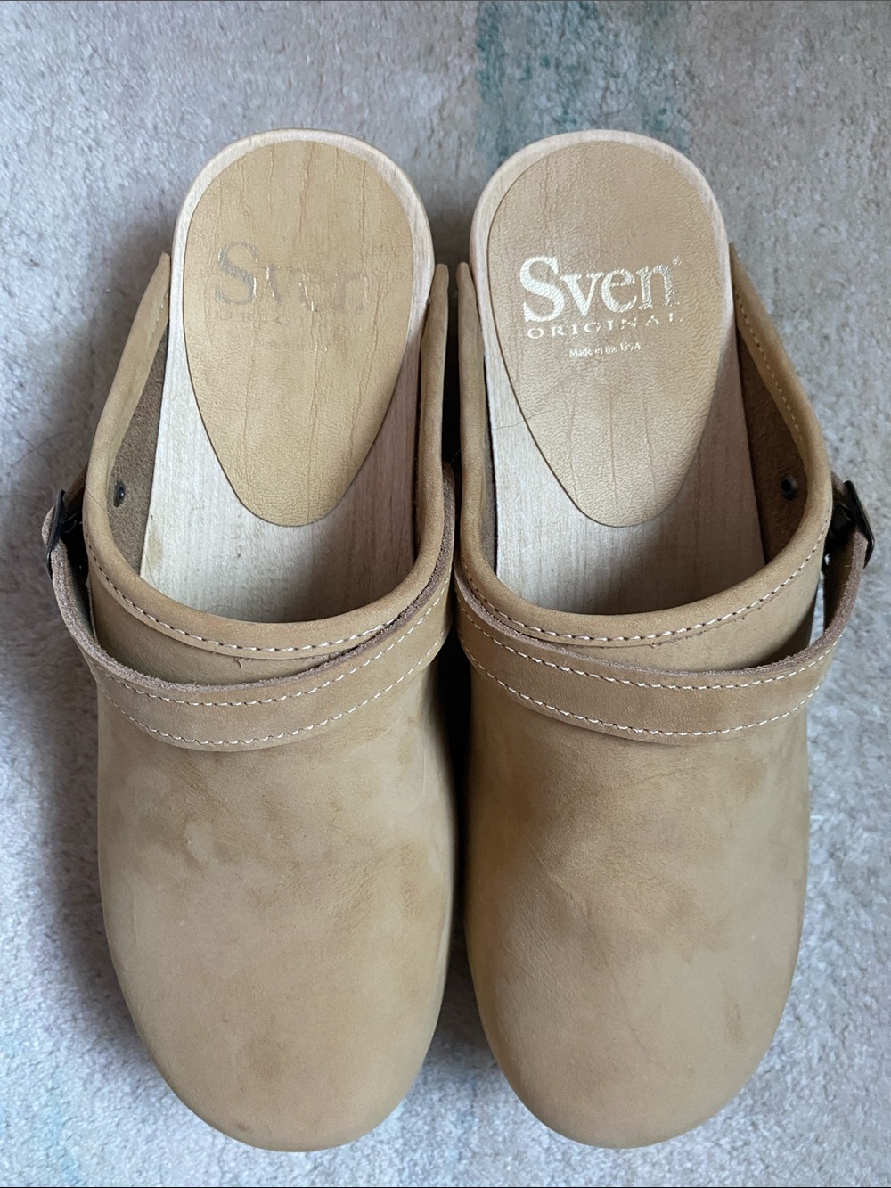 Sven Tan Nubuc Leather Sling Strap Clogs